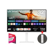 Vista frontal de Monitor LG Smart 4K UHD de 32" con diseño elegante y webOS 32U720SA-W